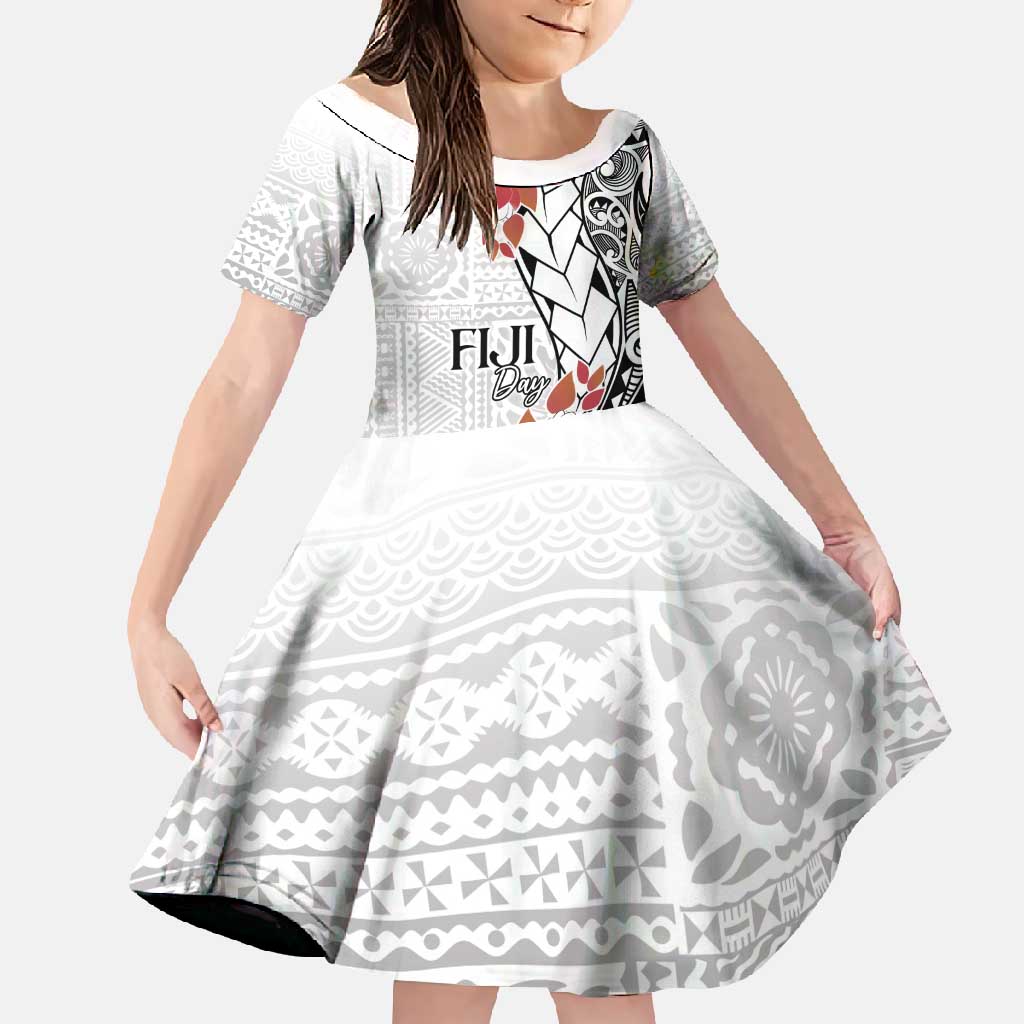 Bula Fiji Day Family Matching Long Sleeve Bodycon Dress and Hawaiian Shirt Tagimaucia on Masi Pattern