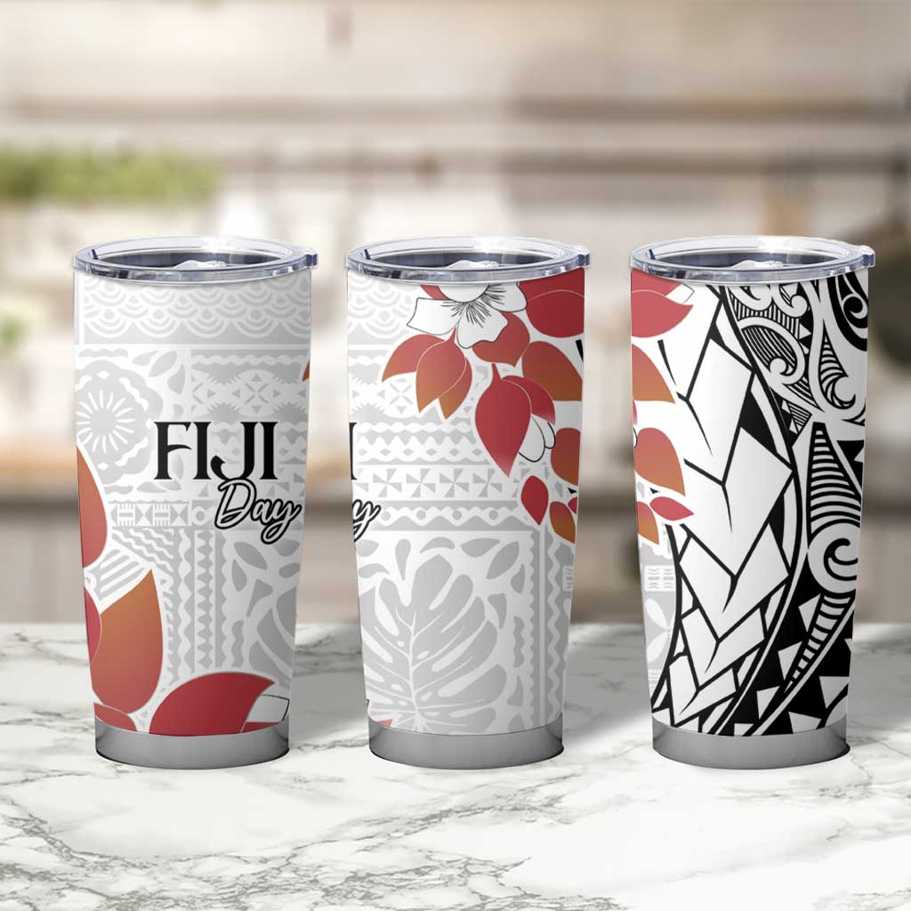 Bula Fiji Day Tumbler Cup Tagimaucia on Masi Pattern