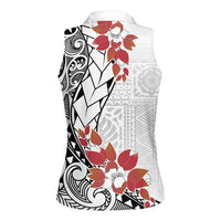 Bula Fiji Day Women Sleeveless Polo Shirt Tagimaucia on Masi Pattern LT7 - Polynesian Pride