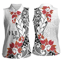 Bula Fiji Day Women Sleeveless Polo Shirt Tagimaucia on Masi Pattern LT7 - Polynesian Pride