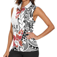 Bula Fiji Day Women Sleeveless Polo Shirt Tagimaucia on Masi Pattern LT7 - Polynesian Pride