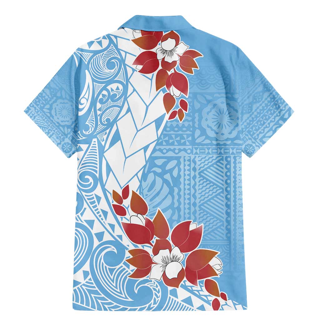 Bula Fiji Day Family Matching Mermaid Dress and Hawaiian Shirt Tagimaucia on Masi Pattern - Turquoise