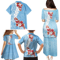 Bula Fiji Day Family Matching Puletasi and Hawaiian Shirt Tagimaucia on Masi Pattern - Turquoise