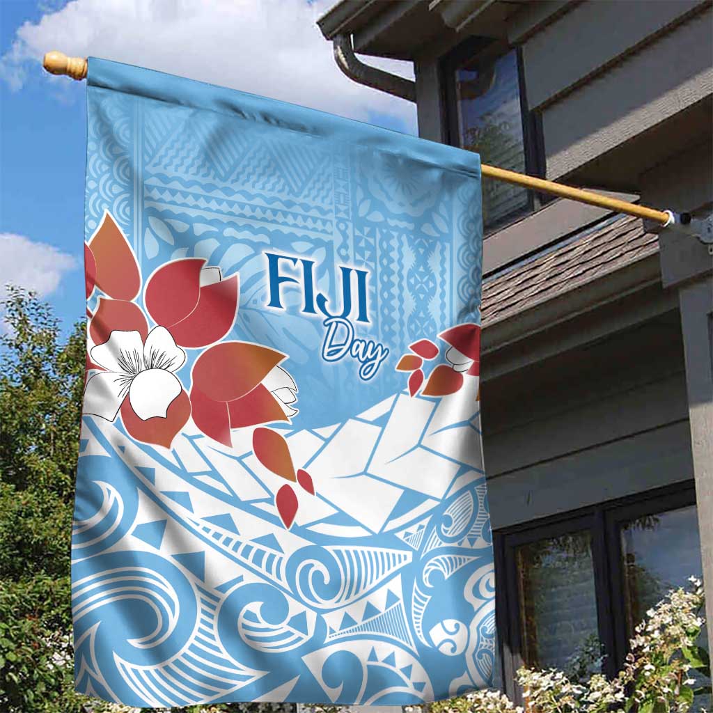Bula Fiji Day Garden Flag Tagimaucia on Masi Pattern - Turquoise