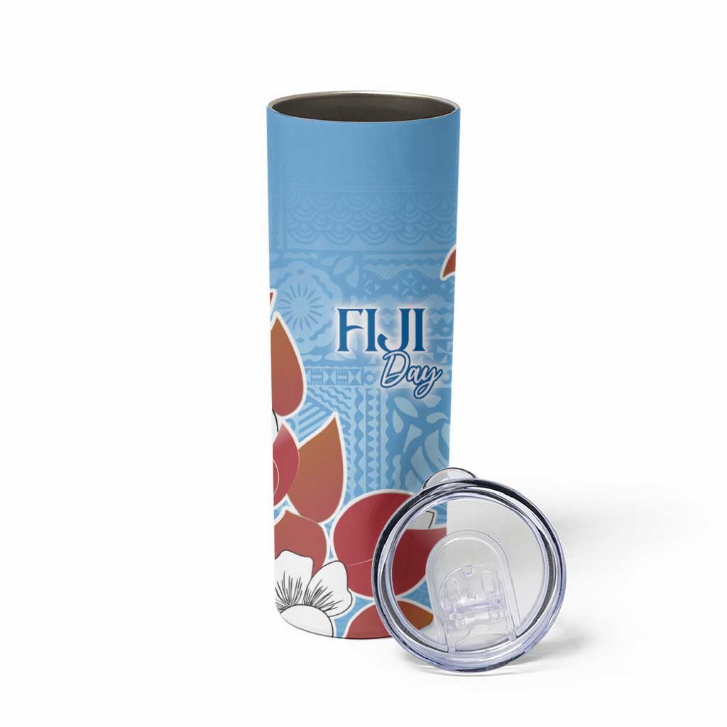 Bula Fiji Day Skinny Tumbler Tagimaucia on Masi Pattern - Turquoise