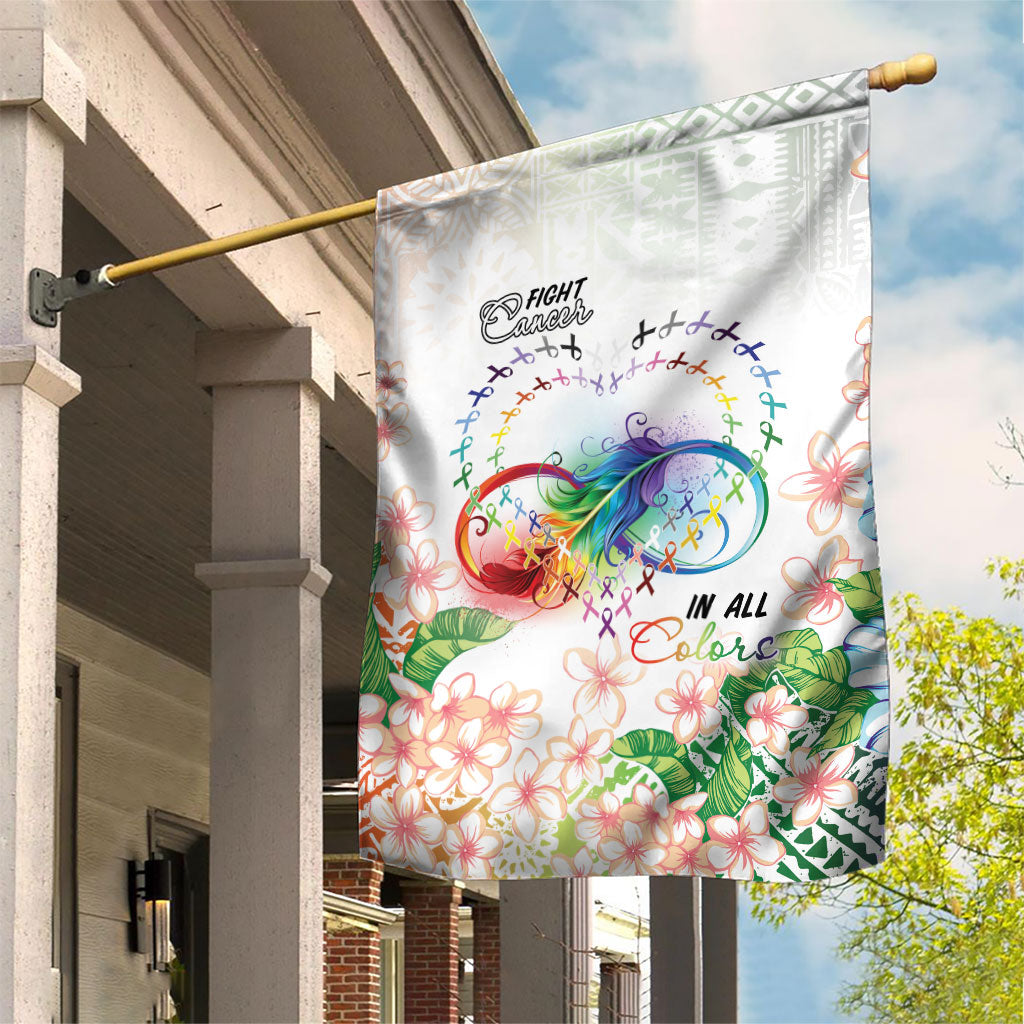 Fight Cancer In All Colors Garden Flag Plumeria Mix Tapa Pattern LT7 House Flag White - Polynesian Pride