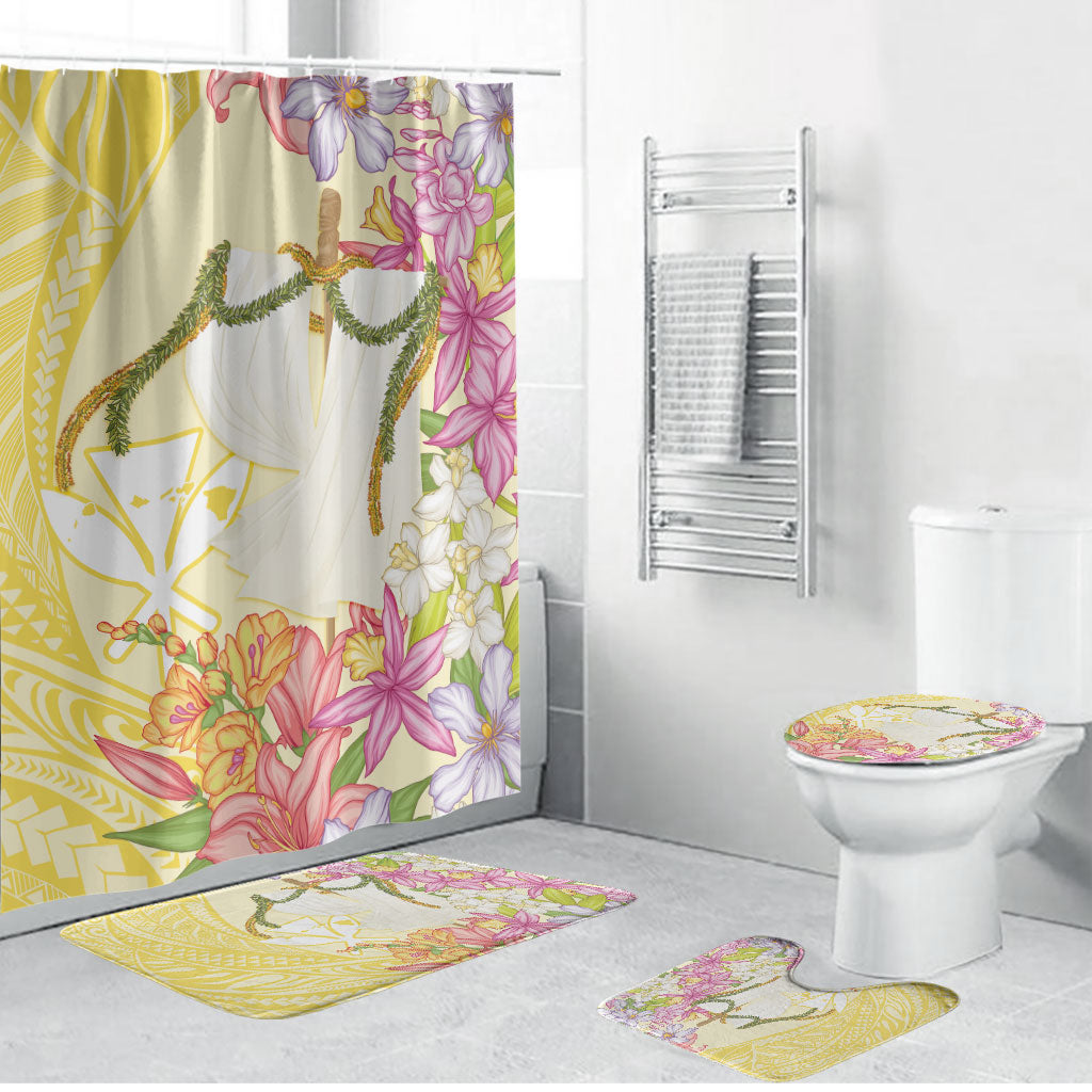 Aloha Hawaii Kanaka Makahiki Bathroom Set Akua Loa - Festive Golden Sand LT7 Bathroom Set (4 pcs) Sandy Yellow - Polynesian Pride