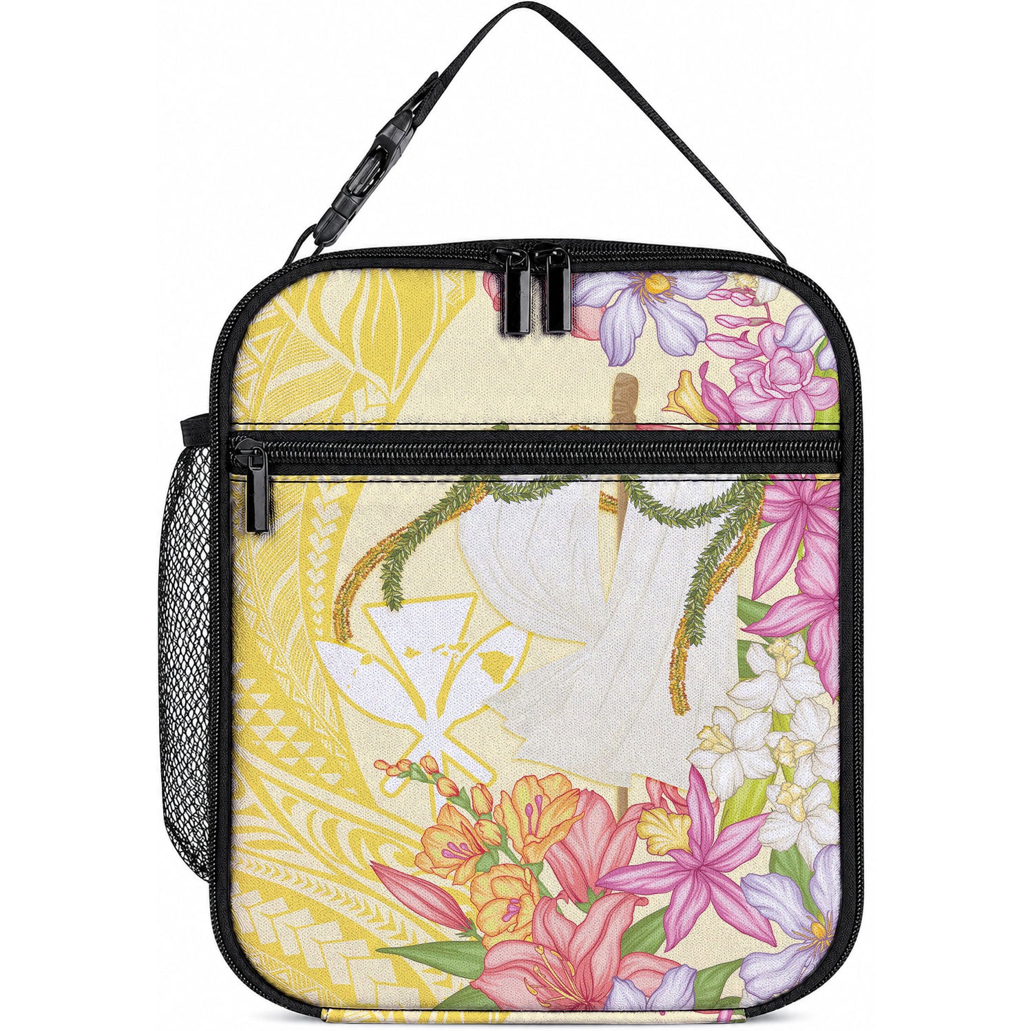 Aloha Hawaii Kanaka Makahiki Lunch Bag Akua Loa - Festive Golden Sand LT7 10.2 × 8.3 × 4.3 inch Sandy Yellow - Polynesian Pride