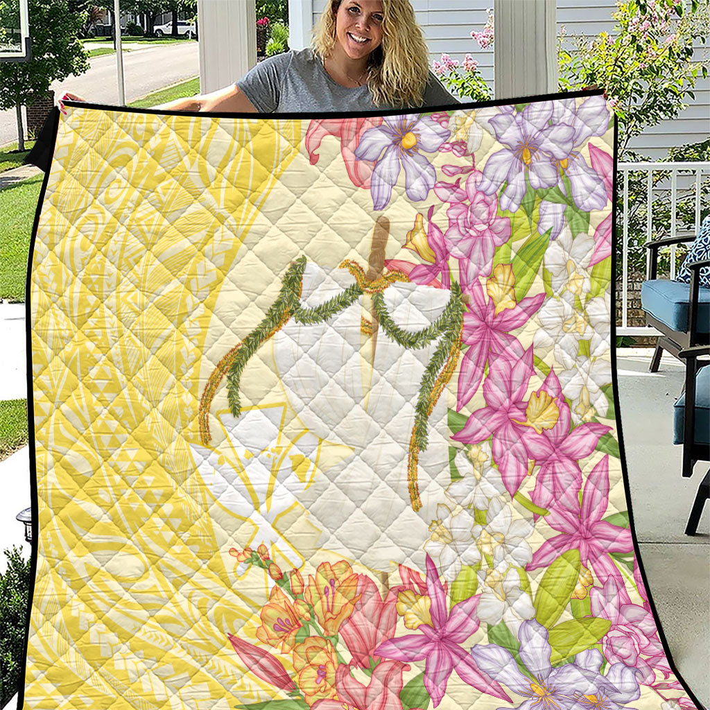 Aloha Hawaii Kanaka Makahiki Quilt Akua Loa - Festive Golden Sand LT7 Sandy Yellow - Polynesian Pride