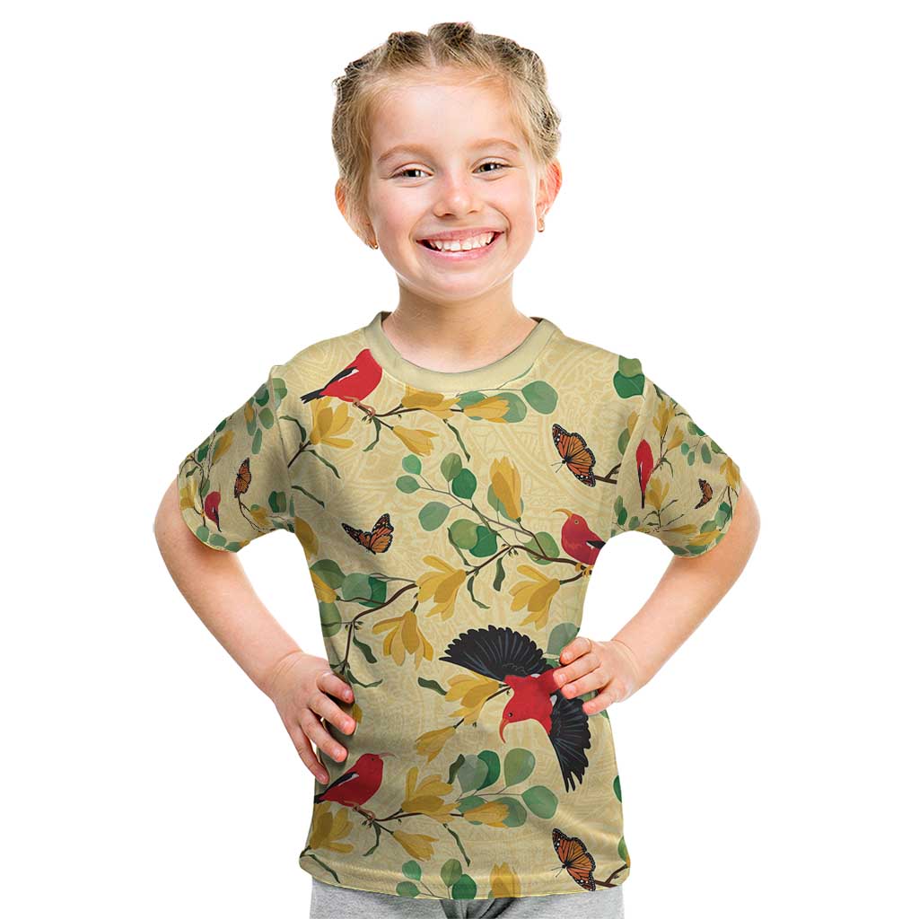 Aloha Hawaii Kid T Shirt I'iwi on Mamane Pastel Cream LT7 Light Yellow - Polynesian Pride