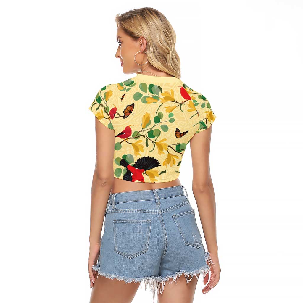 Aloha Hawaii Raglan Cropped T Shirt I'iwi on Mamane Pastel Cream LT7 - Polynesian Pride