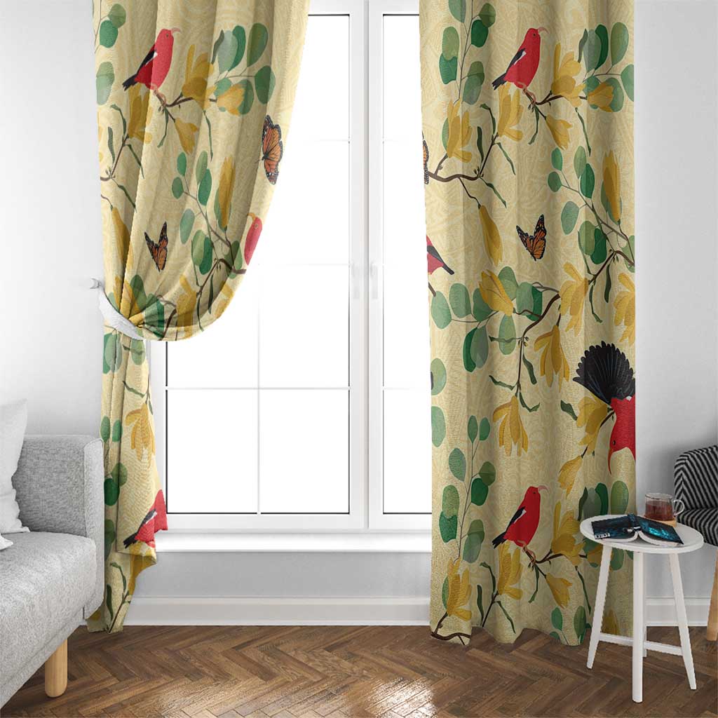 Aloha Hawaii Window Curtain I'iwi on Mamane Pastel Cream
