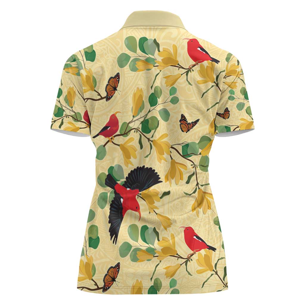 Aloha Hawaii Women Polo Shirt I'iwi on Mamane Pastel Cream