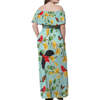 Aloha Hawaii Family Matching Off Shoulder Maxi Dress and Hawaiian Shirt I'iwi on Mamane Pastel Turquoise