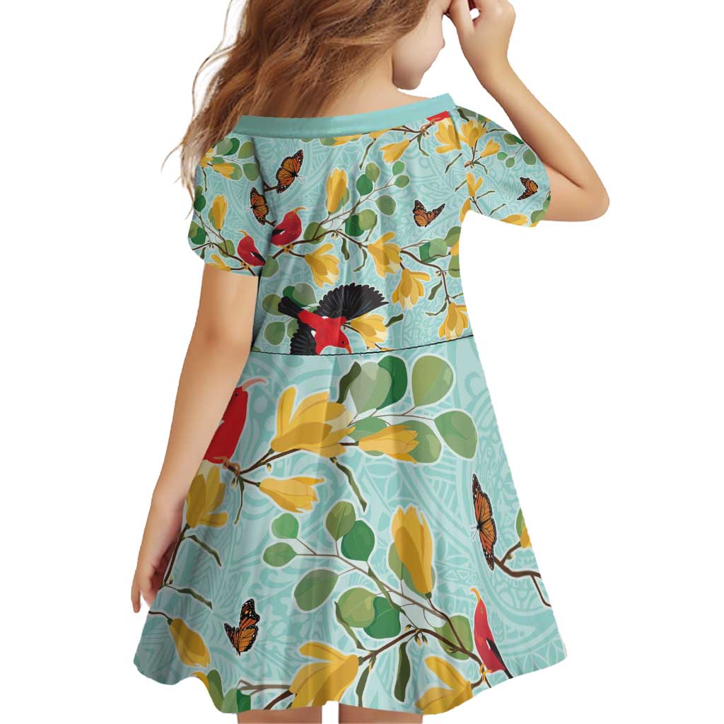 Aloha Hawaii Family Matching Puletasi and Hawaiian Shirt I'iwi on Mamane Pastel Turquoise