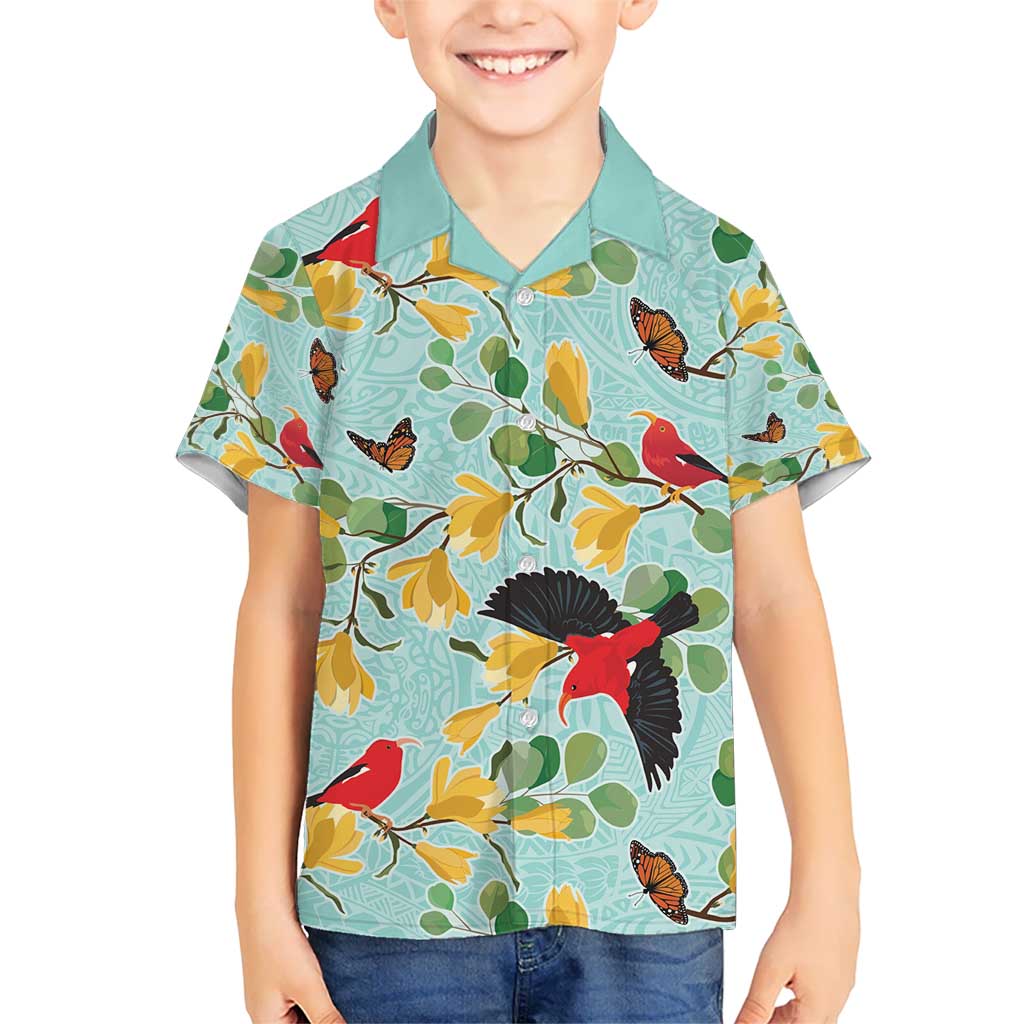 Aloha Hawaii Kid Hawaiian Shirt I'iwi on Mamane Pastel Turquoise LT7 Kid Turquoise - Polynesian Pride