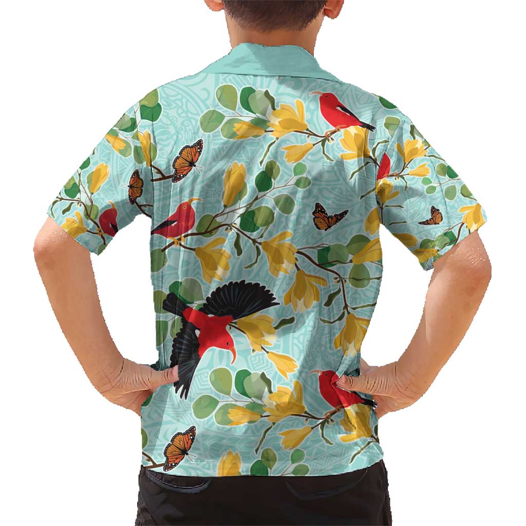 Aloha Hawaii Kid Hawaiian Shirt I'iwi on Mamane Pastel Turquoise LT7 - Polynesian Pride