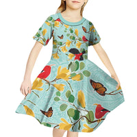 Aloha Hawaii Kid Short Sleeve Dress I'iwi on Mamane Pastel Turquoise