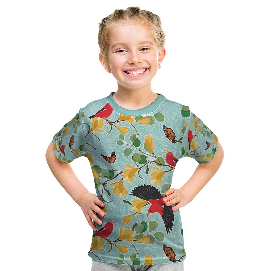 Aloha Hawaii Kid T Shirt I'iwi on Mamane Pastel Turquoise LT7 Turquoise - Polynesian Pride