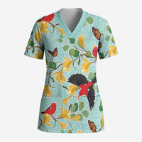 Aloha Hawaii Scrub Top I'iwi on Mamane Pastel Turquoise - Polynesian Pride