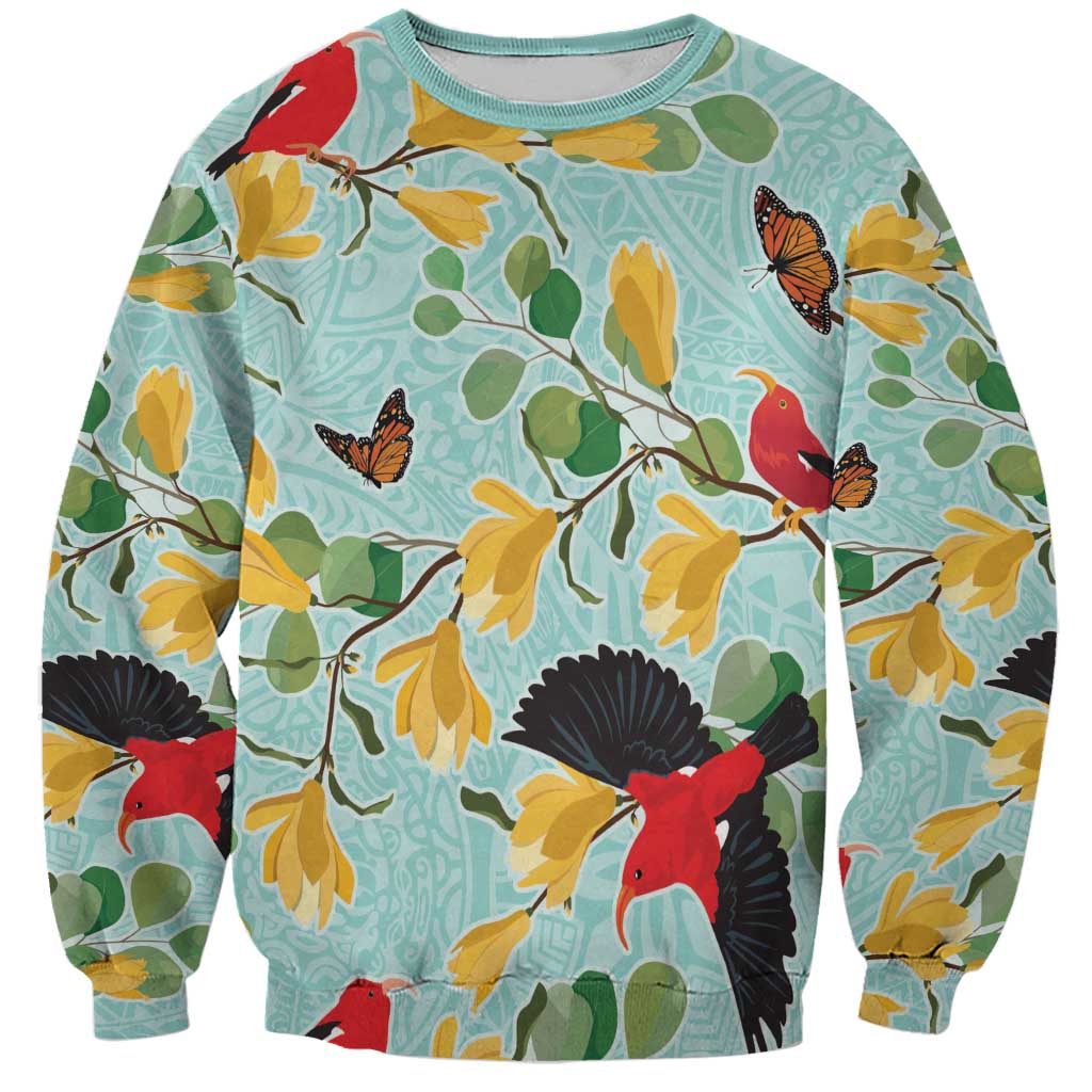 Aloha Hawaii Sweatshirt I'iwi on Mamane Pastel Turquoise