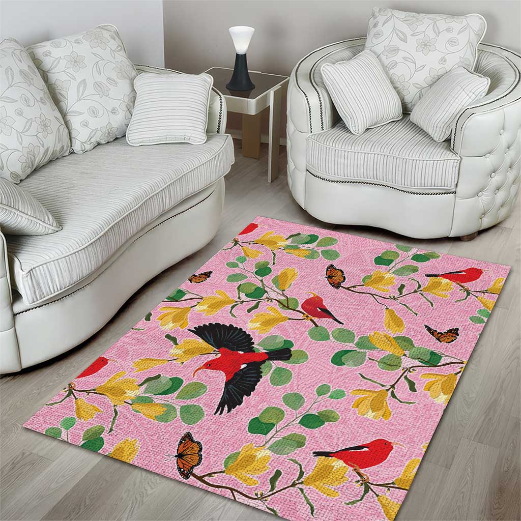 Aloha Hawaii Area Rug I'iwi on Mamane Pastel Pink