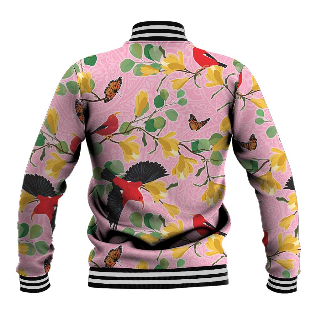 Aloha Hawaii Baseball Jacket I'iwi on Mamane Pastel Pink