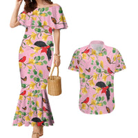 Aloha Hawaii Couples Matching Mermaid Dress and Hawaiian Shirt I'iwi on Mamane Pastel Pink