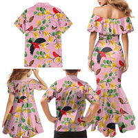 Aloha Hawaii Family Matching Mermaid Dress and Hawaiian Shirt I'iwi on Mamane Pastel Pink