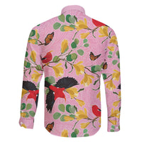 Aloha Hawaii Family Matching Off The Shoulder Long Sleeve Dress and Hawaiian Shirt I'iwi on Mamane Pastel Pink