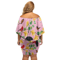 Aloha Hawaii Family Matching Off Shoulder Short Dress and Hawaiian Shirt I'iwi on Mamane Pastel Pink