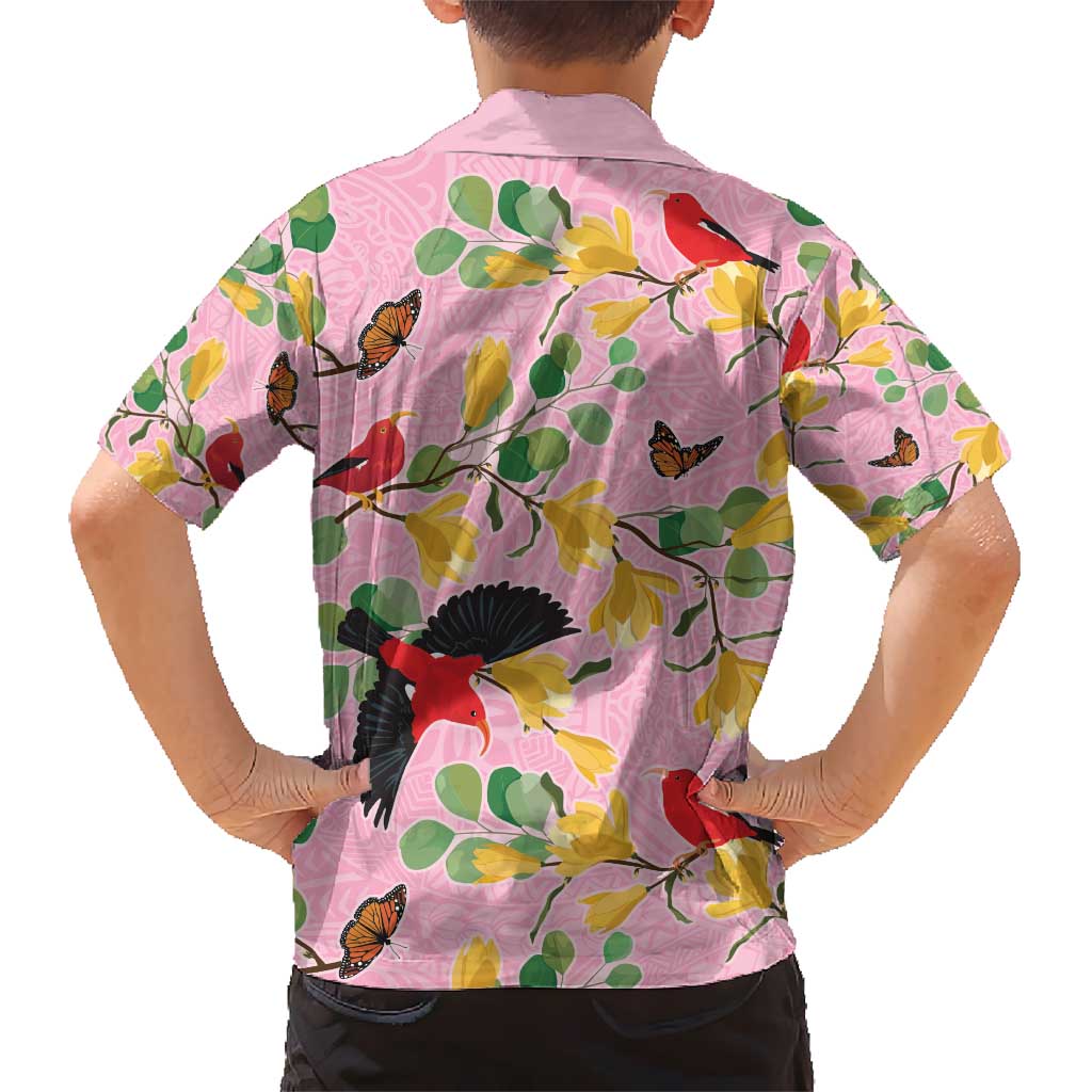 Aloha Hawaii Kid Hawaiian Shirt I'iwi on Mamane Pastel Pink