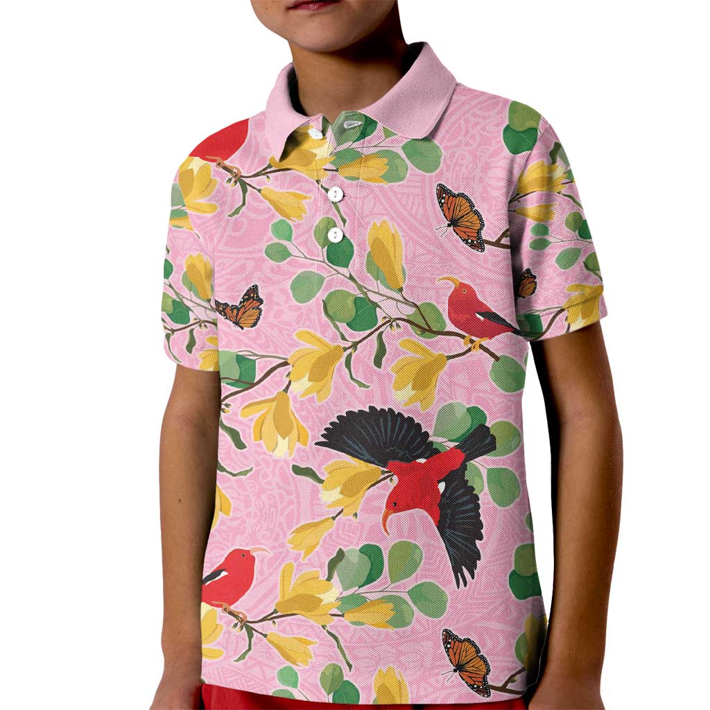 Aloha Hawaii Kid Polo Shirt I'iwi on Mamane Pastel Pink LT7 Kid Pink - Polynesian Pride