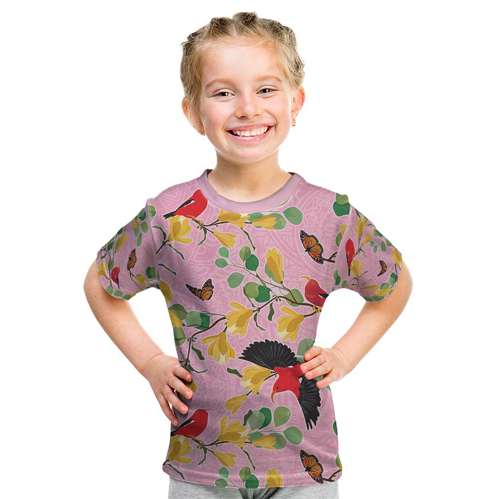 Aloha Hawaii Kid T Shirt I'iwi on Mamane Pastel Pink LT7 Pink - Polynesian Pride