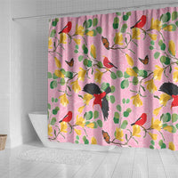 Aloha Hawaii Shower Curtain I'iwi on Mamane Pastel Pink