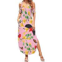 Aloha Hawaii Summer Maxi Dress I'iwi on Mamane Pastel Pink