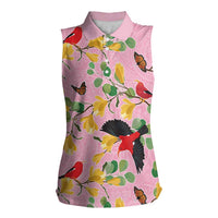 Aloha Hawaii Women Sleeveless Polo Shirt I'iwi on Mamane Pastel Pink LT7 Female Pink - Polynesian Pride
