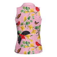 Aloha Hawaii Women Sleeveless Polo Shirt I'iwi on Mamane Pastel Pink LT7 - Polynesian Pride