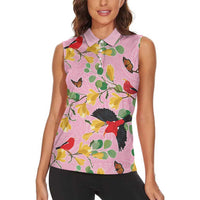 Aloha Hawaii Women Sleeveless Polo Shirt I'iwi on Mamane Pastel Pink LT7 - Polynesian Pride