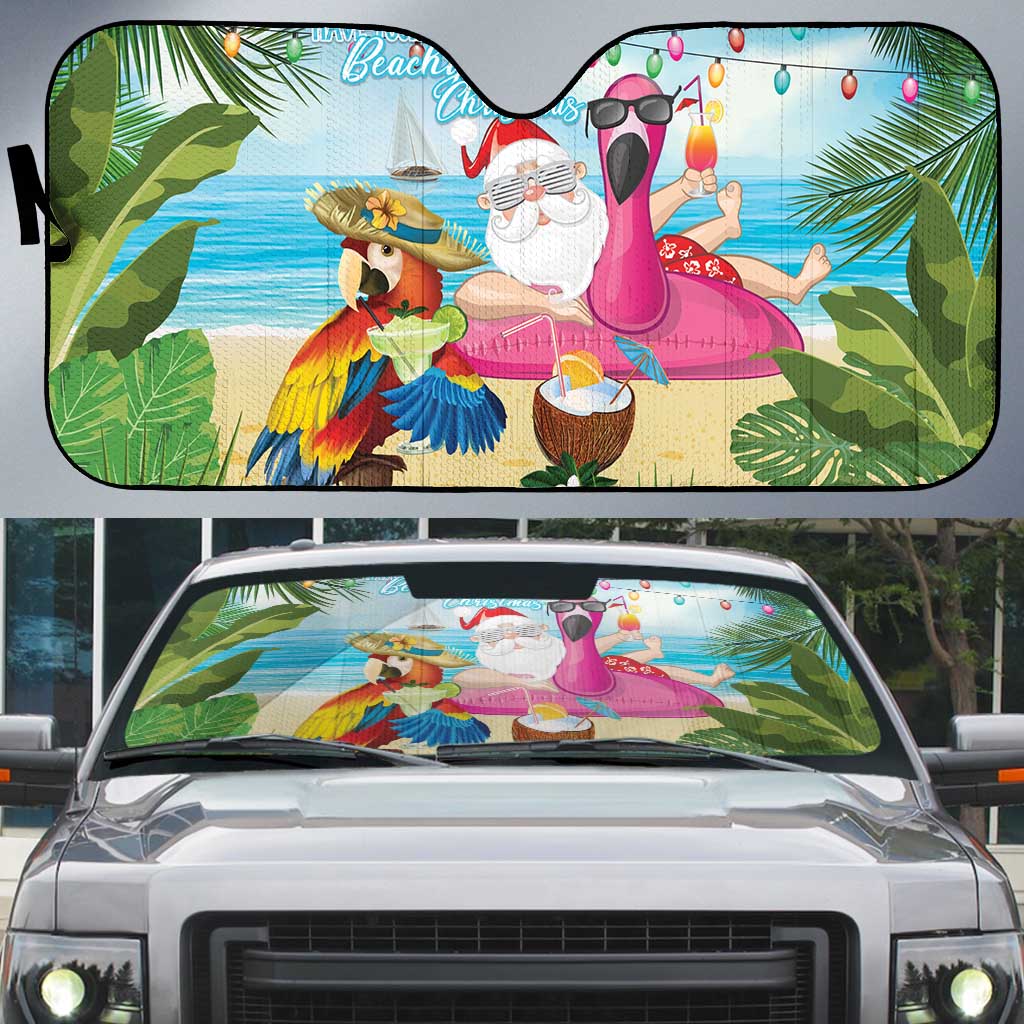Have Yourself A Beachy Little Christmas Auto Sun Shade with Santa Chilling - Polynesian Pride