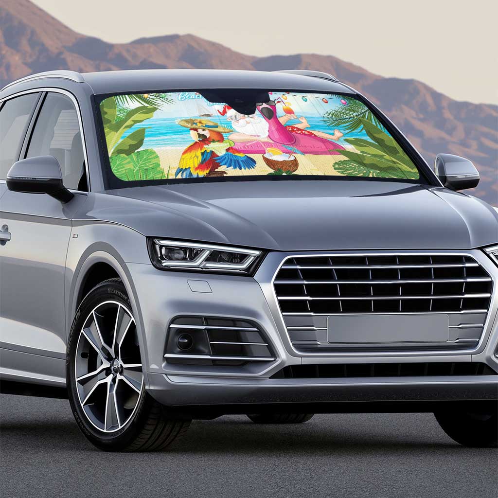 Have Yourself A Beachy Little Christmas Auto Sun Shade with Santa Chilling - Polynesian Pride