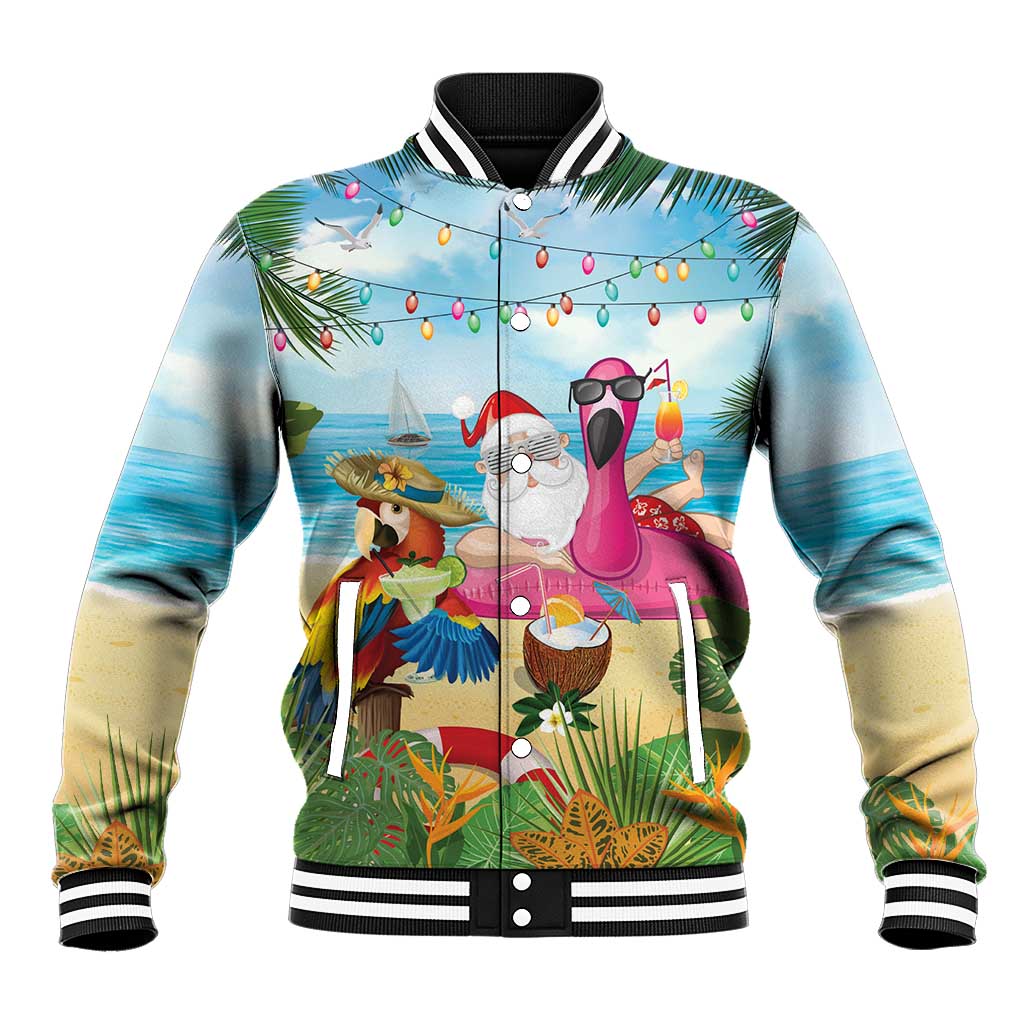 Have Yourself A Beachy Little Christmas Baseball Jacket with Santa Chilling - Polynesian Pride
