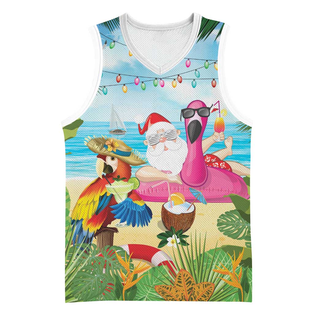 Have Yourself A Beachy Little Christmas Basketball Jersey with Santa Chilling - Polynesian Pride