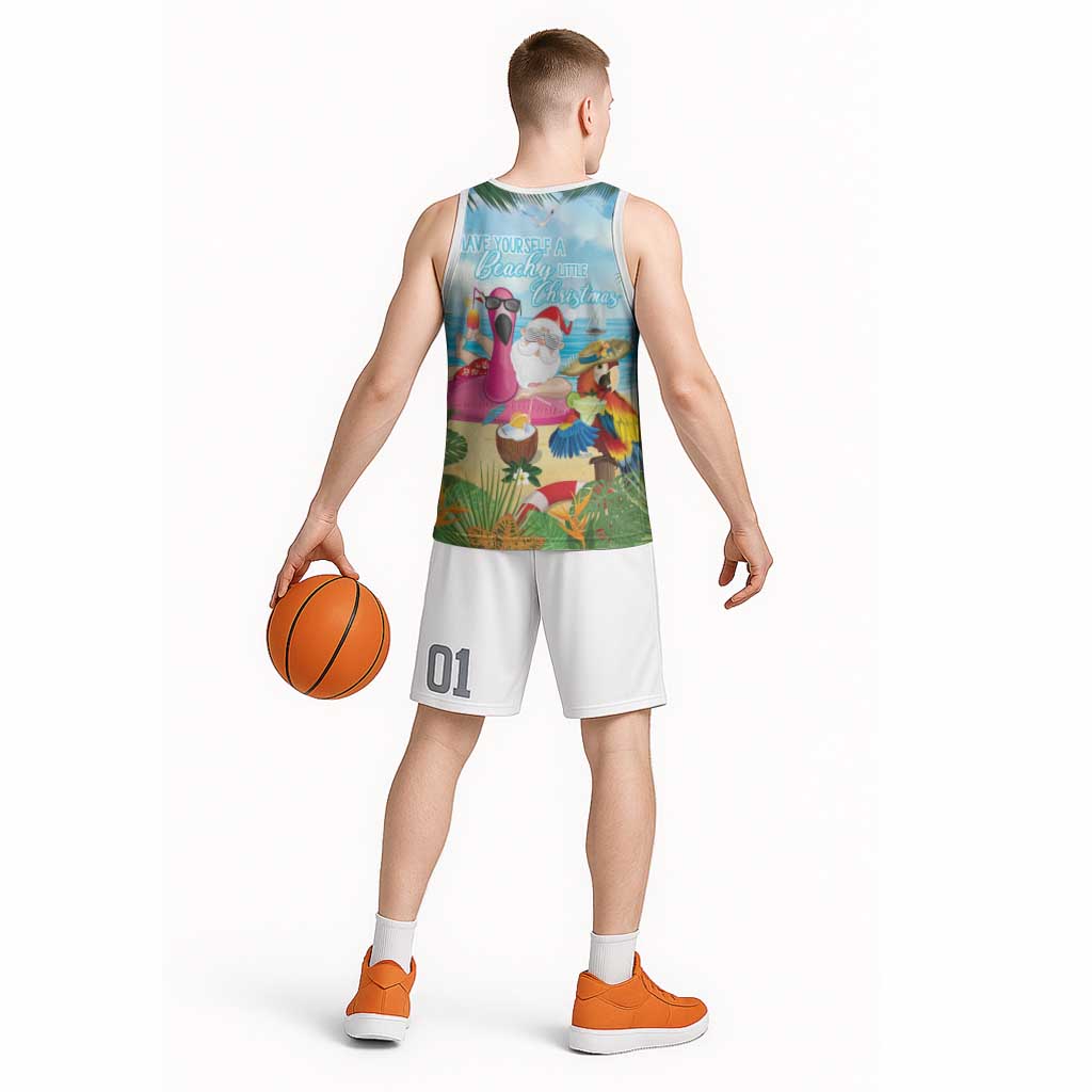 Have Yourself A Beachy Little Christmas Basketball Jersey with Santa Chilling - Polynesian Pride