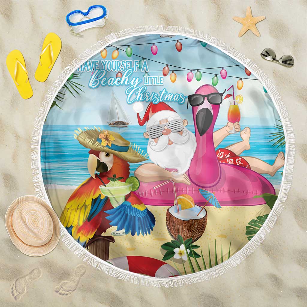 Have Yourself A Beachy Little Christmas Beach Blanket with Santa Chilling - Polynesian Pride