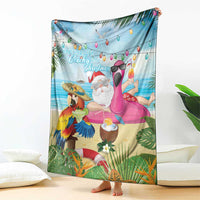 Have Yourself A Beachy Little Christmas Blanket with Santa Chilling - Polynesian Pride