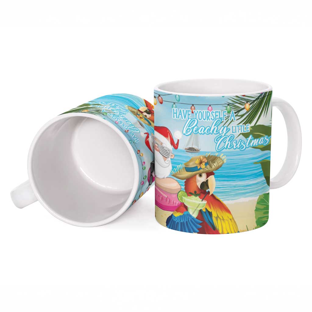 Have Yourself A Beachy Little Christmas Ceramic Mug with Santa Chilling - Polynesian Pride