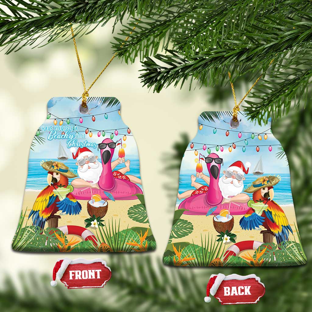 Have Yourself A Beachy Little Christmas Ceramic Ornament with Santa Chilling - Polynesian Pride
