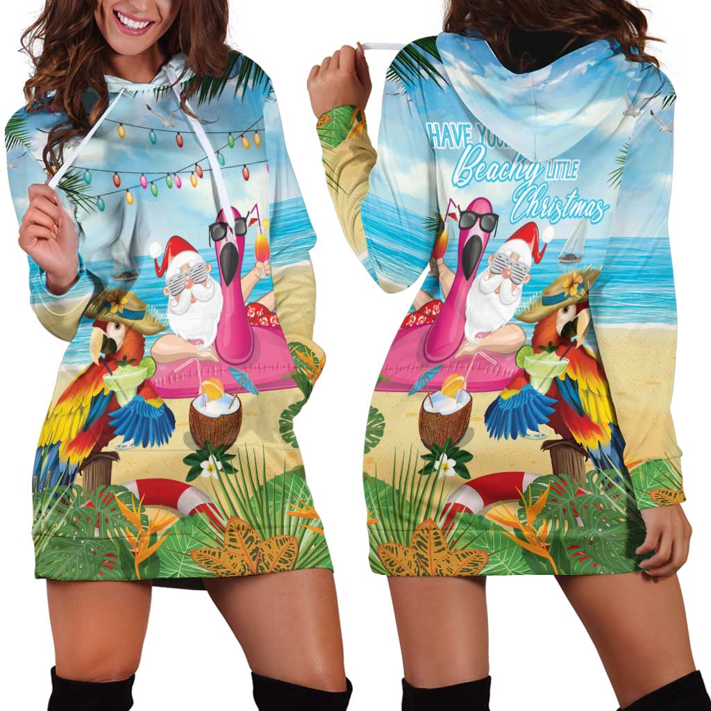 Have Yourself A Beachy Little Christmas Hoodie Dress with Santa Chilling - Polynesian Pride