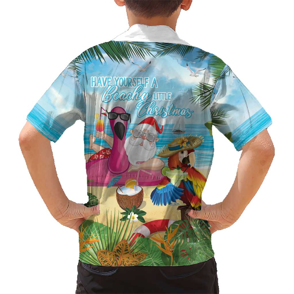 Have Yourself A Beachy Little Christmas Kid Hawaiian Shirt with Santa Chilling - Polynesian Pride